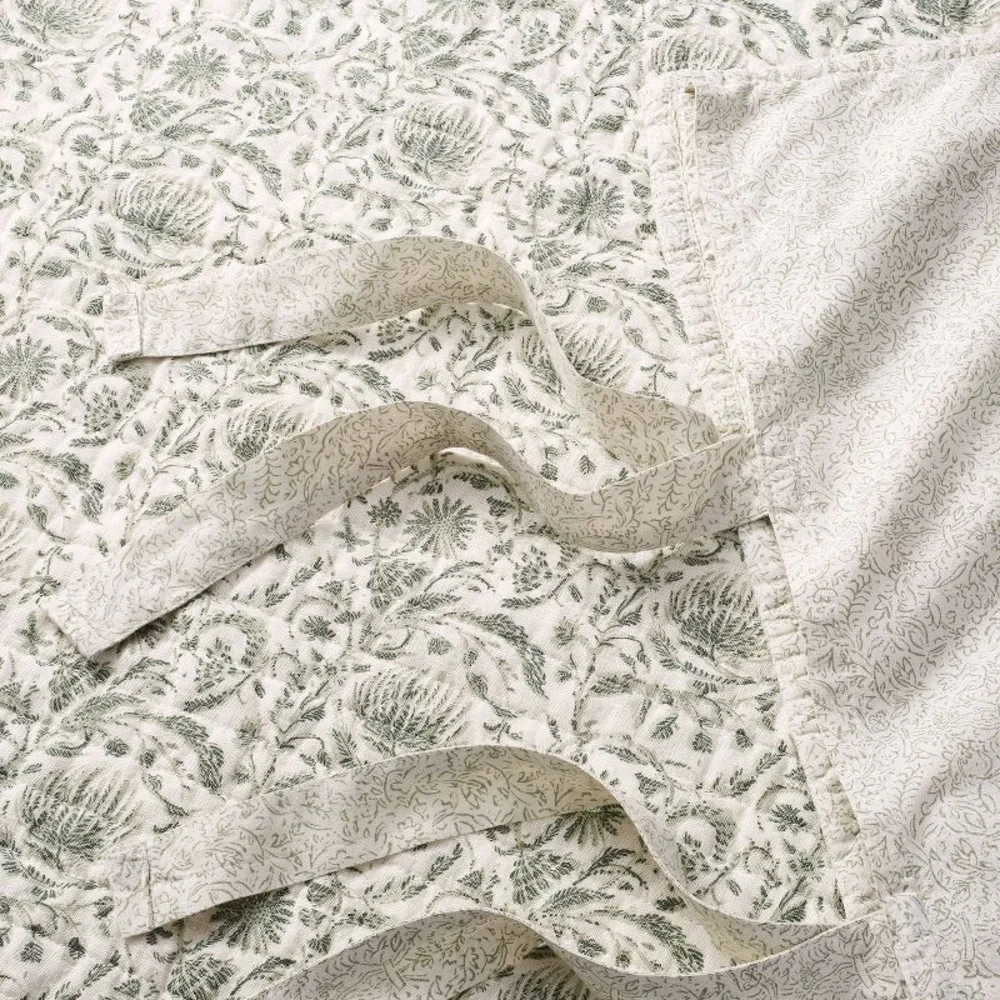 Euro Lofty Cotton Slub Woodblock Print Floral Quilt Sham Threshold Studio McGee